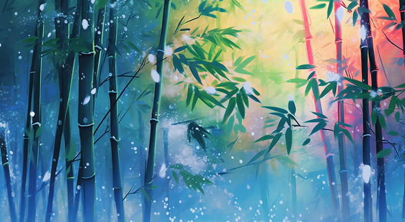 彩色渐变唯美意境竹林创意手绘,插画/手绘图,插画/手绘图库,插画/手绘图下载,插画/手绘